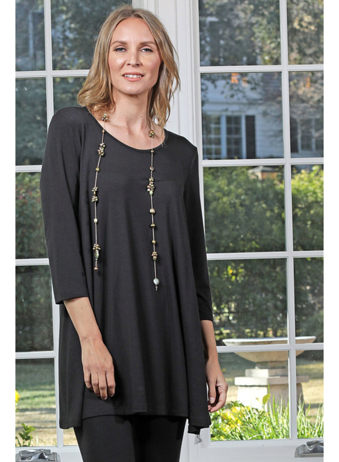 Chalet Basic 3/4 Sleeve Tunic In Black