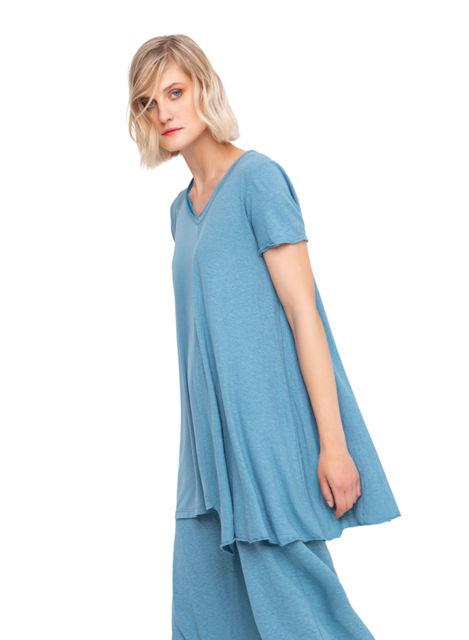 Ozai Resort Asymmetrical Tunic Top In Azure