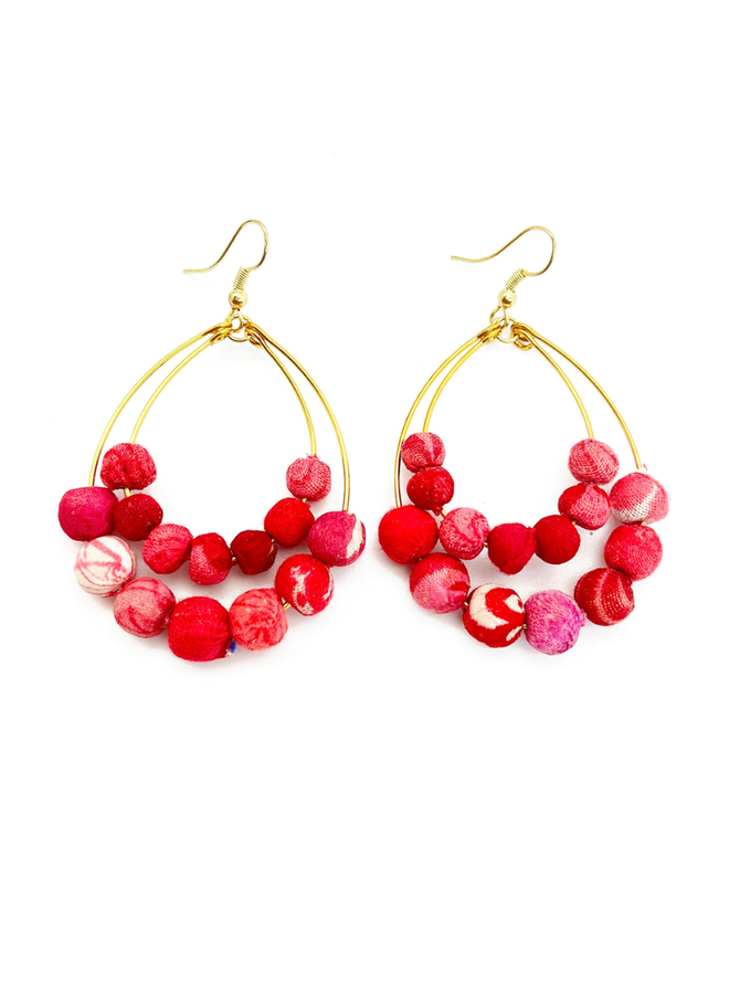 Kantha Teardrop Earrings