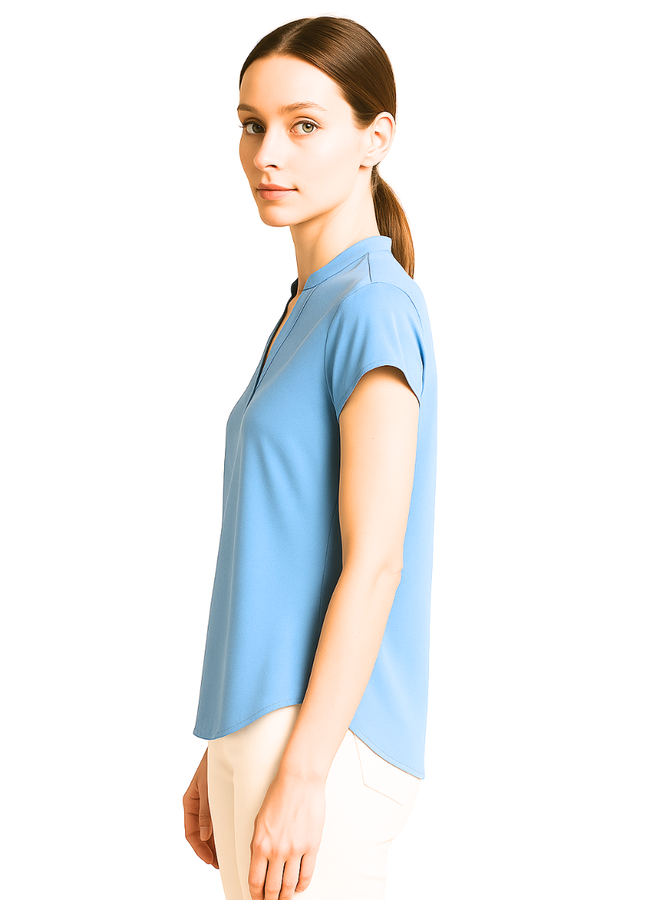 Renuar Essential Short Sleeve Top In Celestine