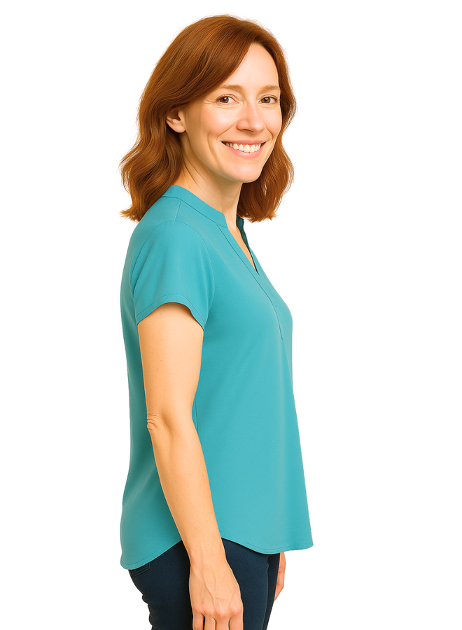 Renuar Essential Short Sleeve Top In Turquoise