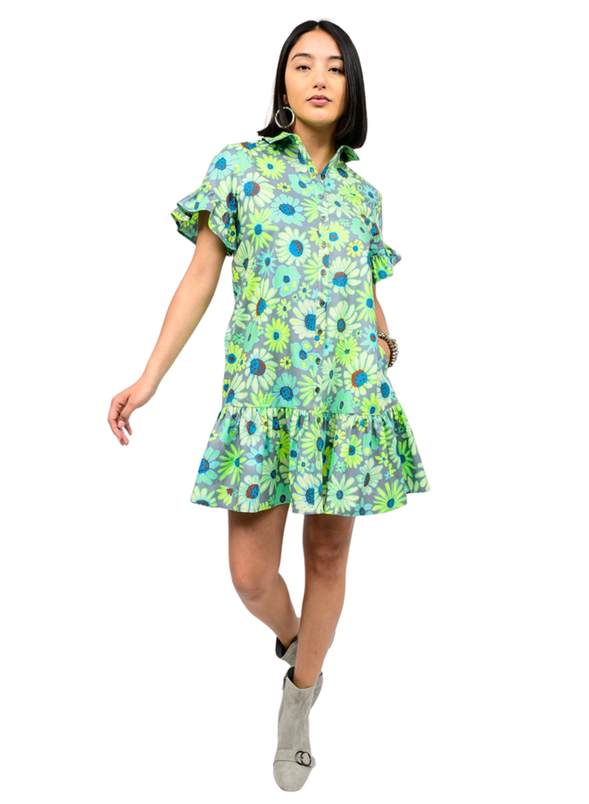 Uncle Frank Neon Blooms Shirt Dress