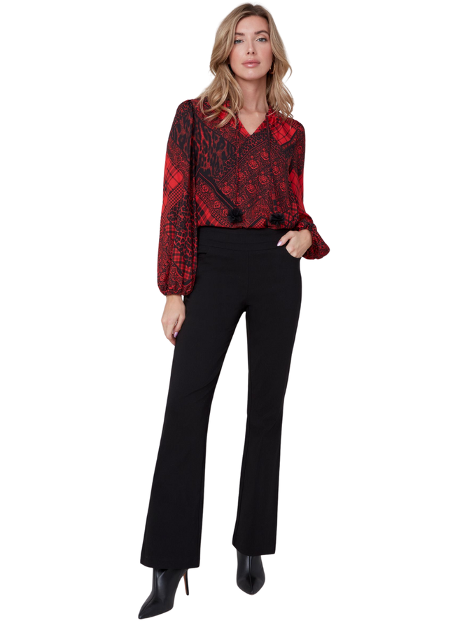 Renuar Long Pull-On Bootcut Pant in Black