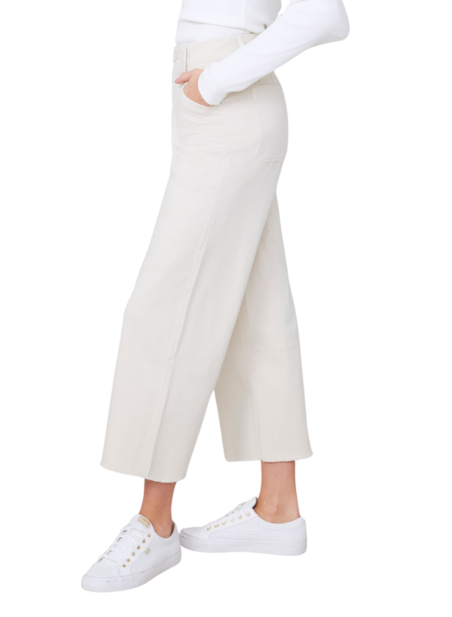 Renuar Fringed Tencel Cropped Wide Leg Pants