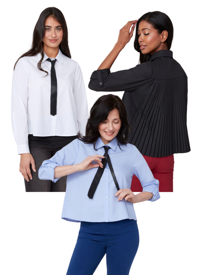 Renuar Pleat Necktie Shirt in Three Colors