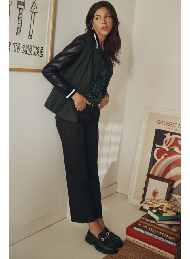 French Dressing Olivia Pintuck Wide Leg Jean in Black Wash