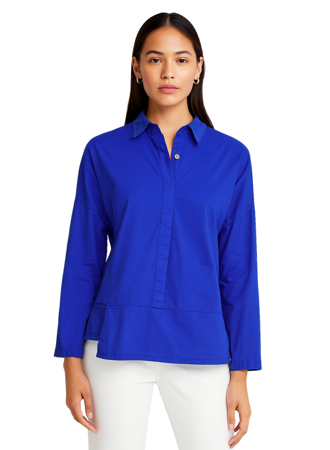 Gerties Half Placket Top In Nocturn