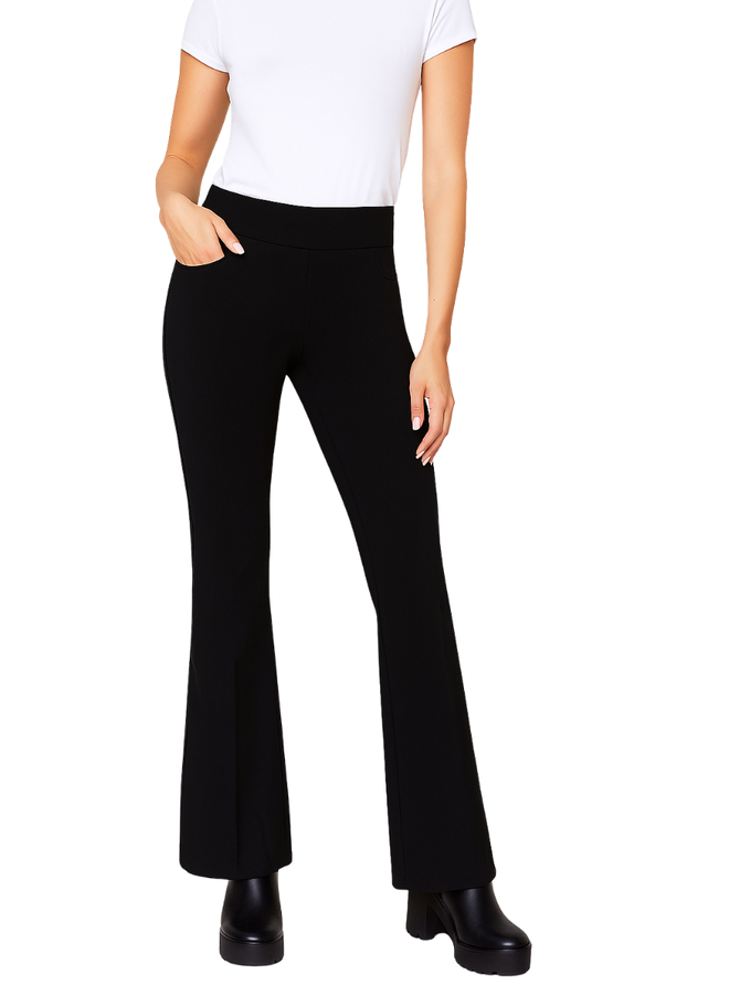 Renuar Long Pull-On Bootcut Pant in Black