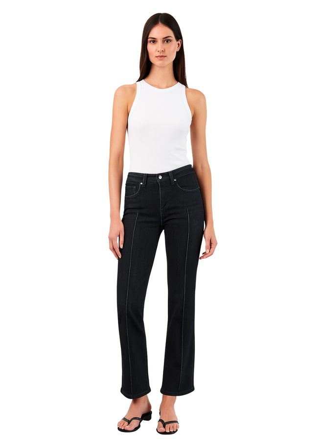 French Dressing Olivia Pintuck Wide Leg Jean in Black Wash