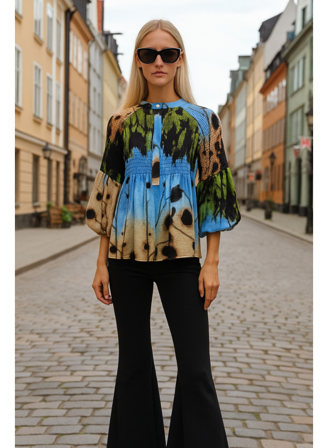 Noen Smocked Floral Blouse