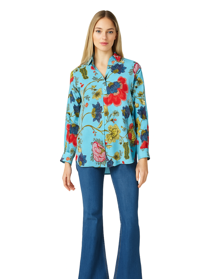 Anoushka Printed Top in Periwinkle