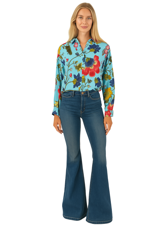 Anoushka Printed Top in Periwinkle
