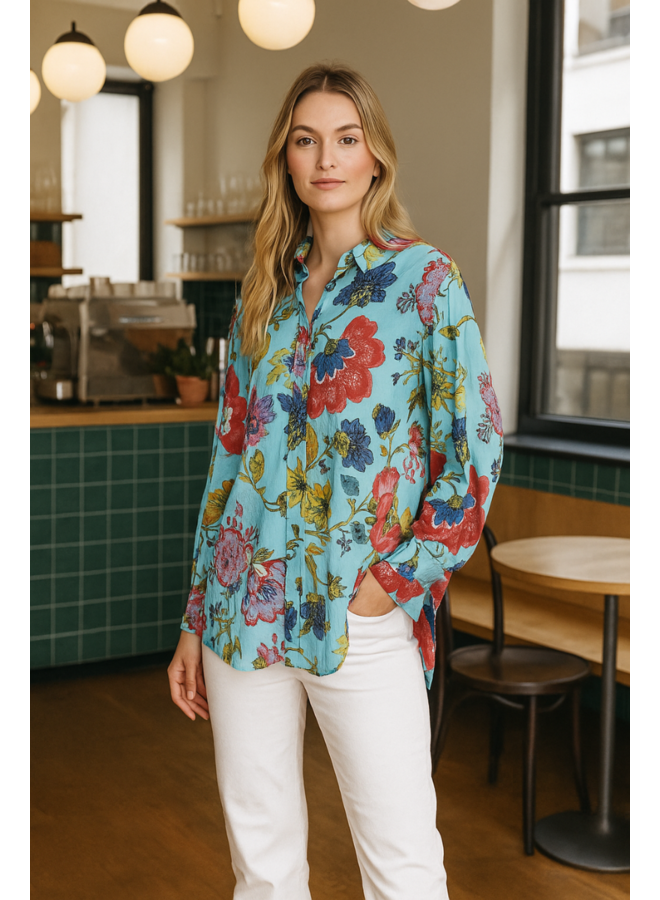 Anoushka Printed Top in Periwinkle
