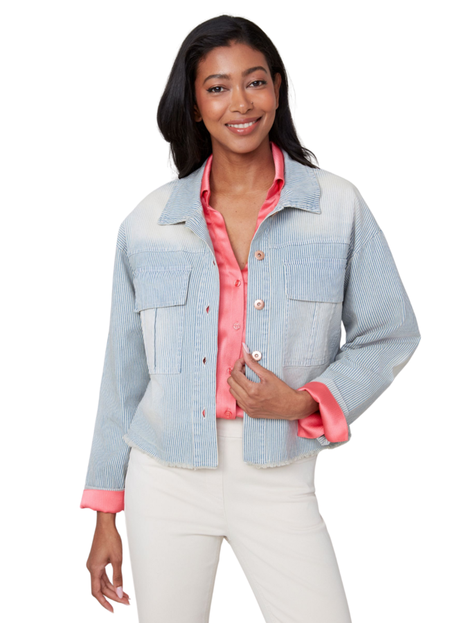 Renuar Striped Chambray Denim Jacket
