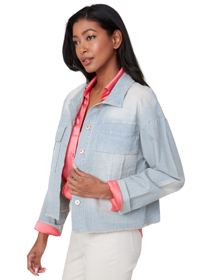 Renuar Striped Chambray Denim Jacket