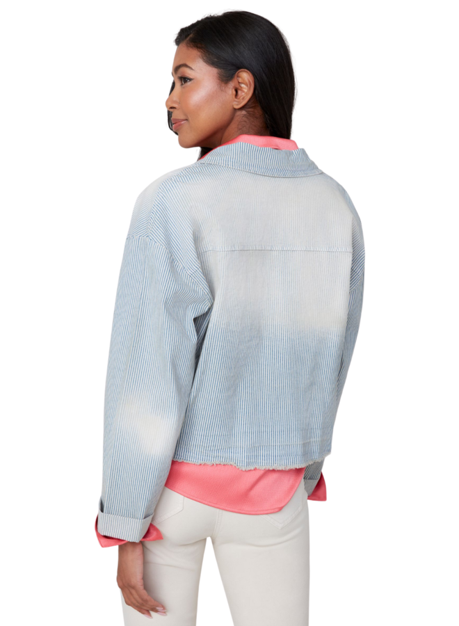 Renuar Striped Chambray Denim Jacket