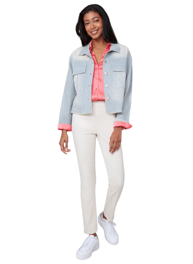 Renuar Striped Chambray Denim Jacket