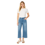 Renuar Fringed Denim Cropped Wide Leg Pant