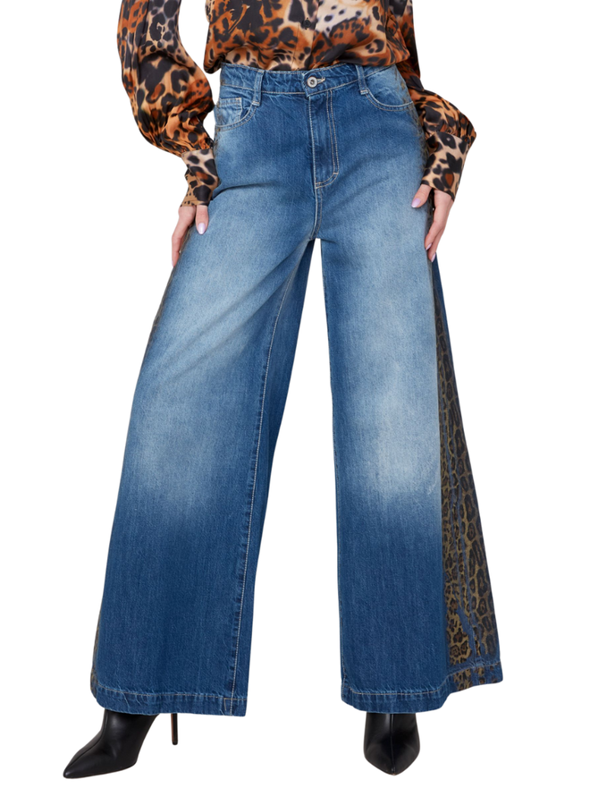 Renuar Animal Print Insert Jeans