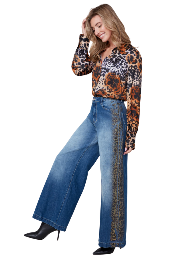 Renuar Animal Print Insert Jeans