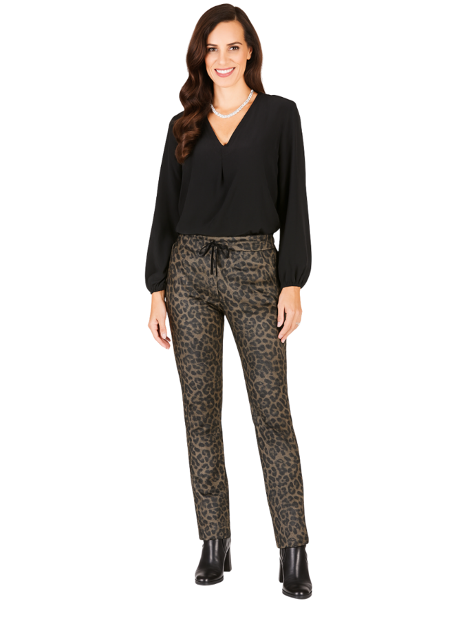 Alembika Animal Stretch Iconic Jeans In Brown Leopard
