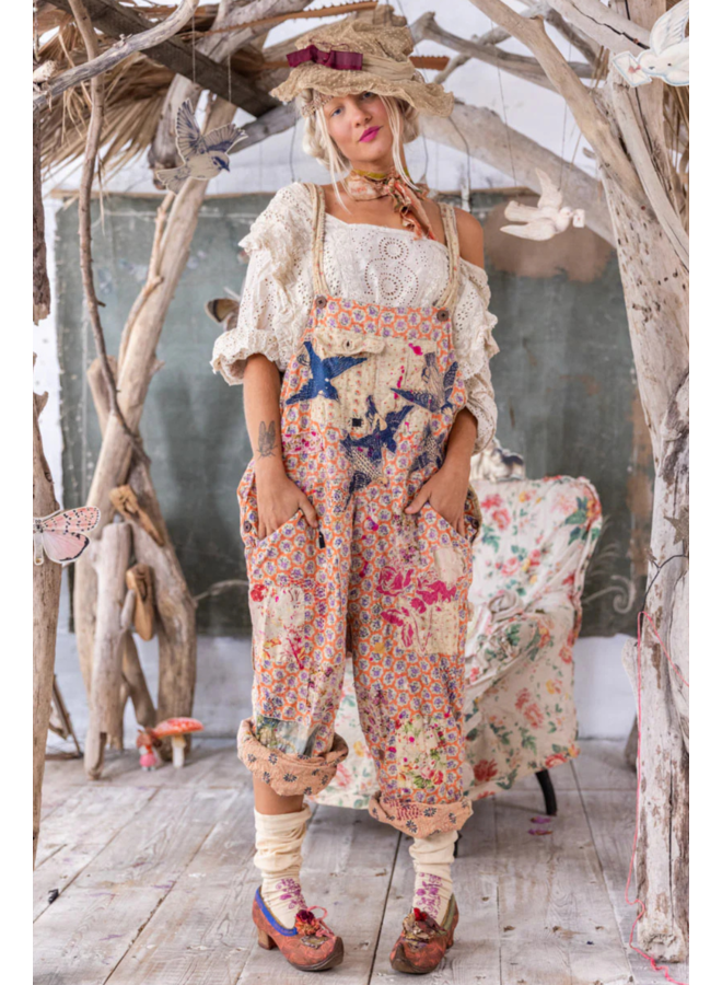 Magnolia Pearl Appliqué Love Overalls in Celine
