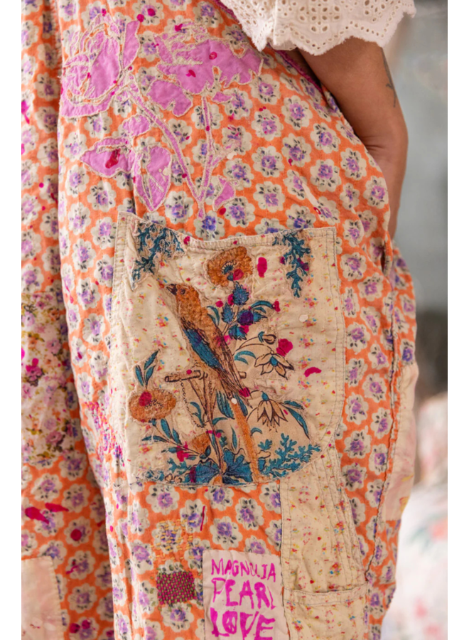 Magnolia Pearl Appliqué Love Overalls in Celine