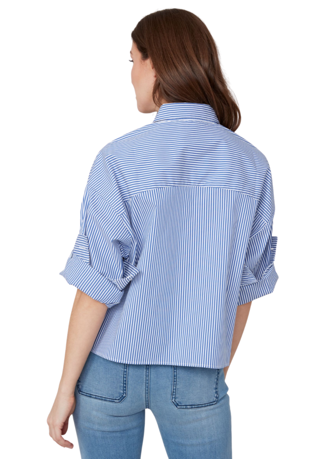 Renuar Classic Cotton Cuffed Stripe Shirt in Three Colors