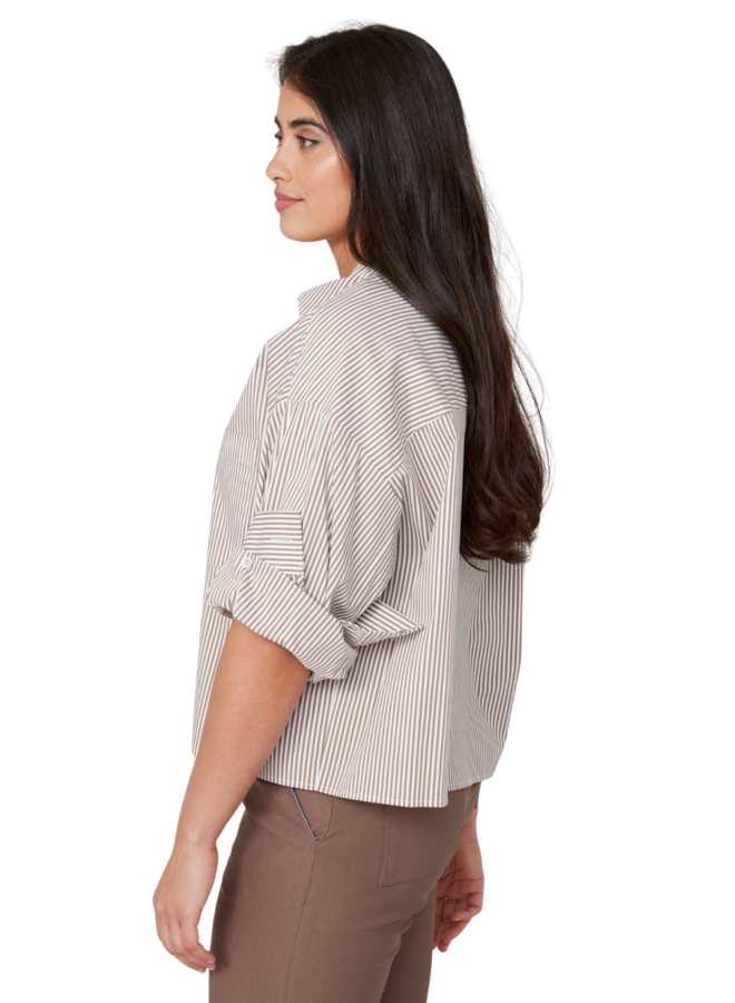 Renuar Classic Cotton Cuffed Stripe Shirt in Three Colors