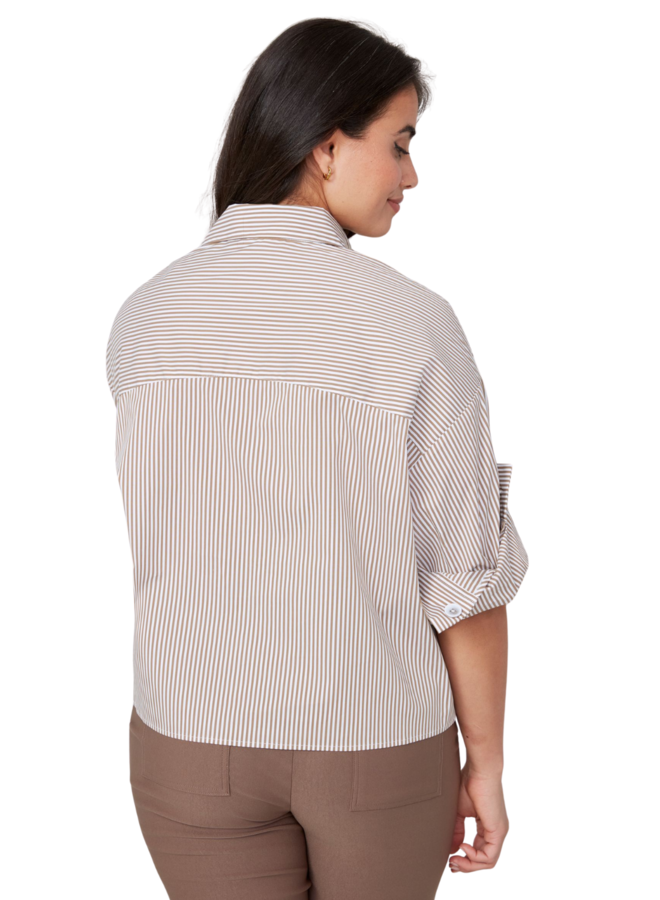 Renuar Classic Cotton Cuffed Stripe Shirt in Three Colors