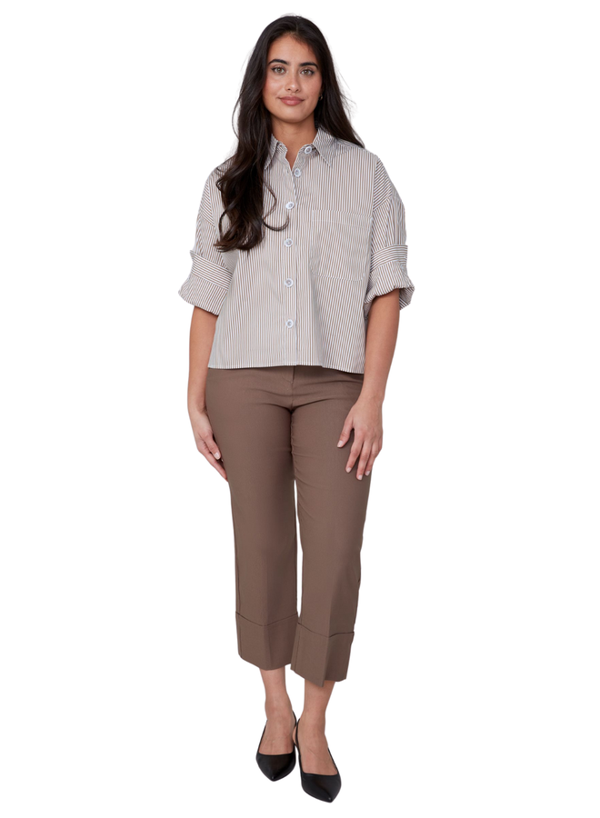 Renuar Classic Cotton Cuffed Stripe Shirt in Three Colors