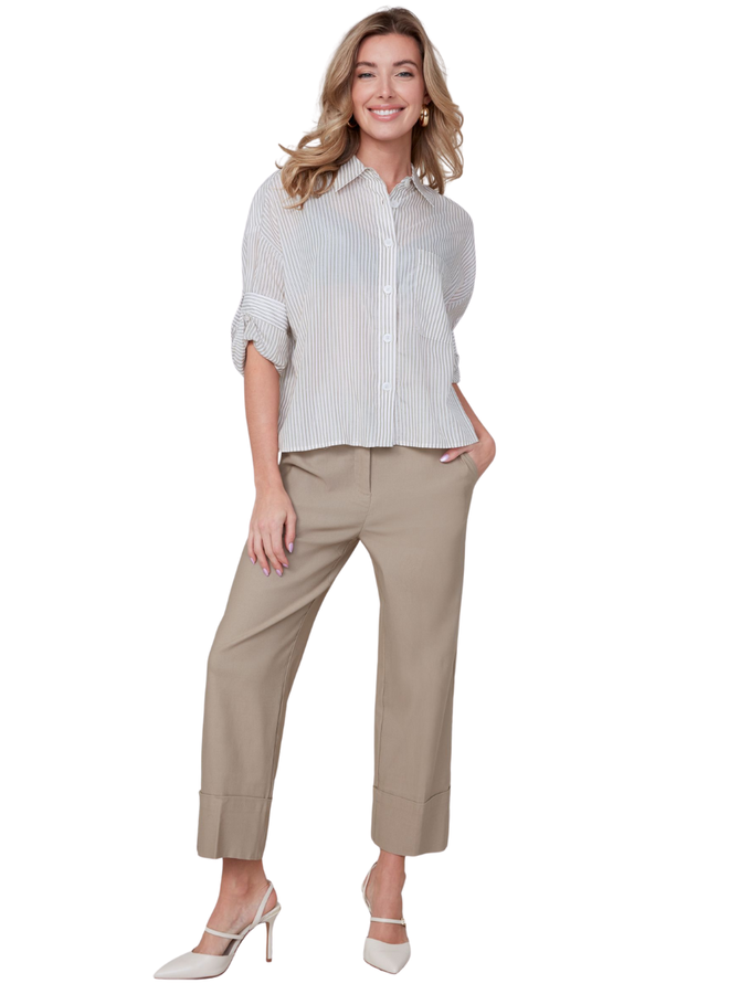 Renuar Lux Cuffed Crop Pant in Twig