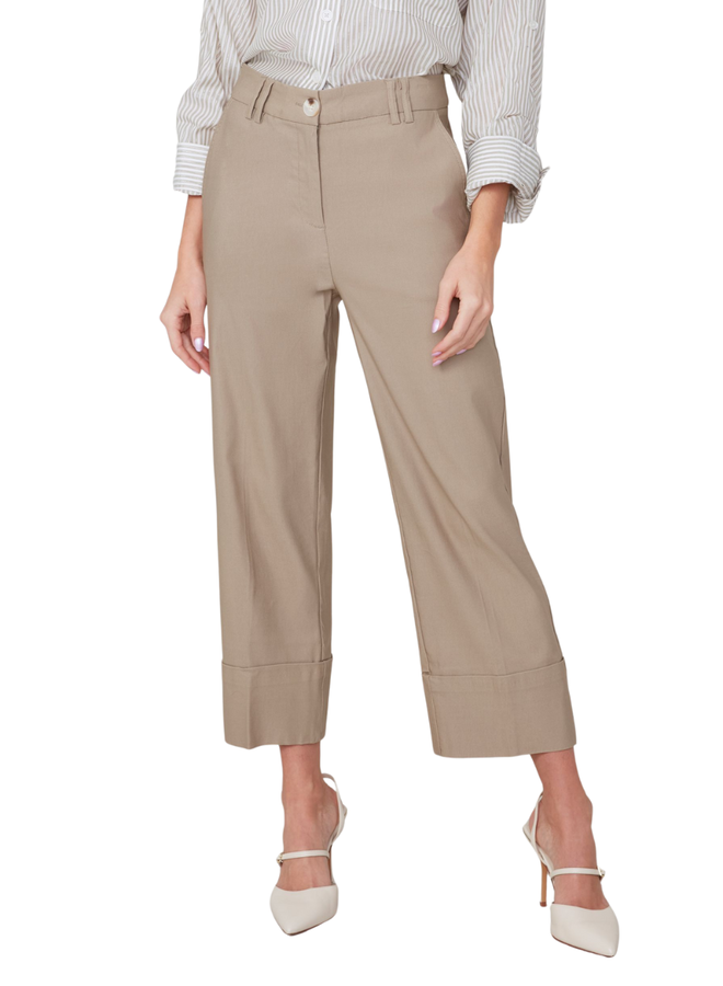 Renuar Lux Cuffed Crop Pant in Twig