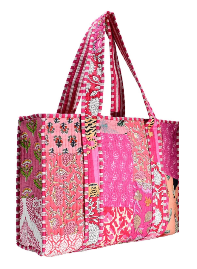 Small Pink Patchwork Tote Bag