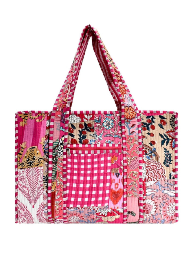Small Pink Patchwork Tote Bag