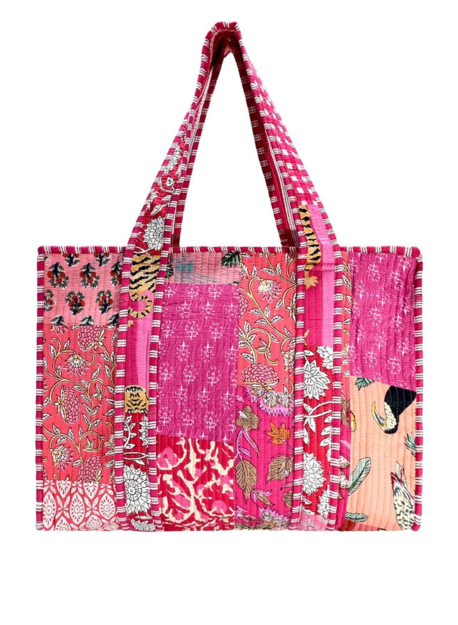 Small Pink Patchwork Tote Bag