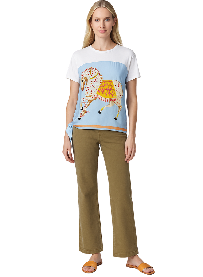 Trotting Horse Tee In White