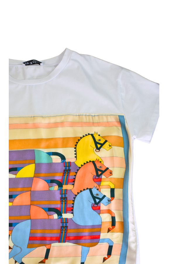 Multicolor Horse Parade In White
