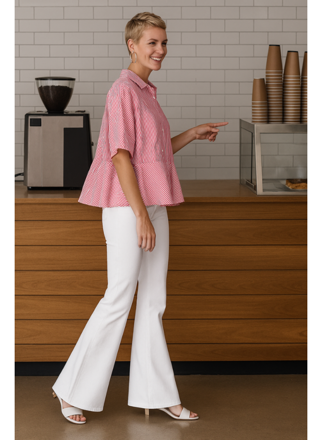 Paper Temples Stripe Flounce Top