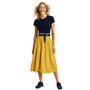 Cotton Midi Skirt In Mustard