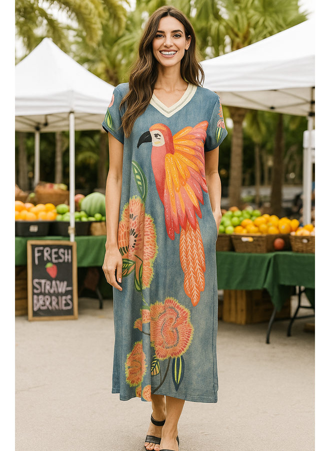 Tropical Parrot Maxi Dress