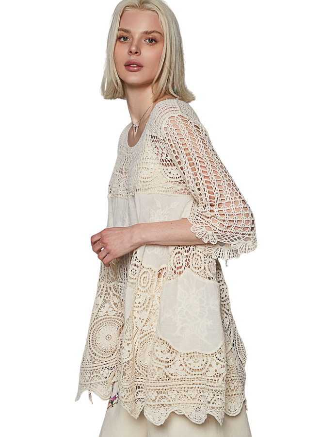 Tunic Crocheted Topper In Natural