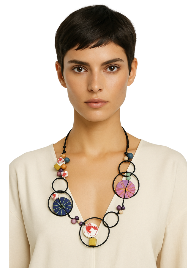 Multi Colored Hayden Disk Necklace