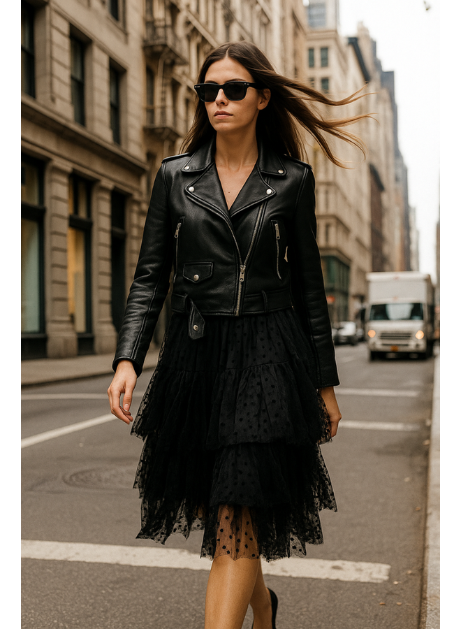 Cheyenne Tulle Dot Skirt in Black