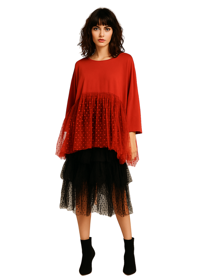 Cheyenne Tulle Dot Skirt in Black