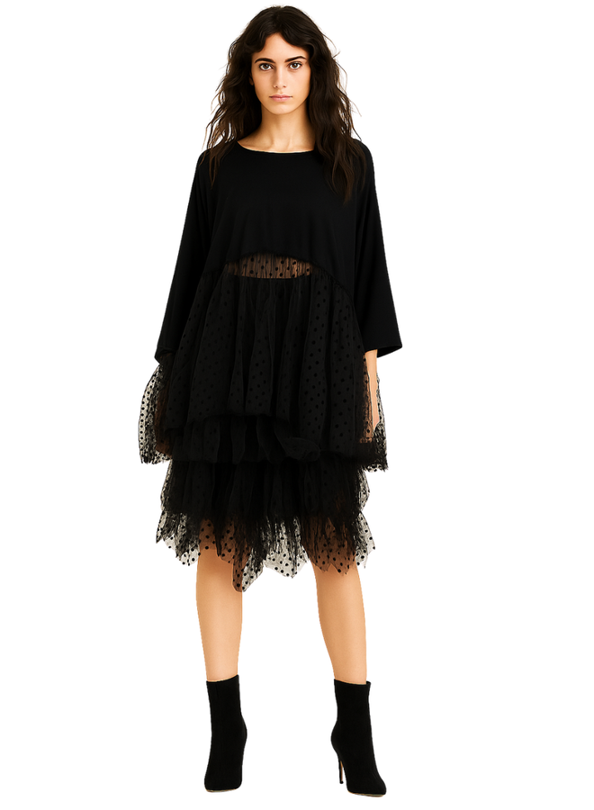 Cheyenne Tulle Dot Skirt in Black