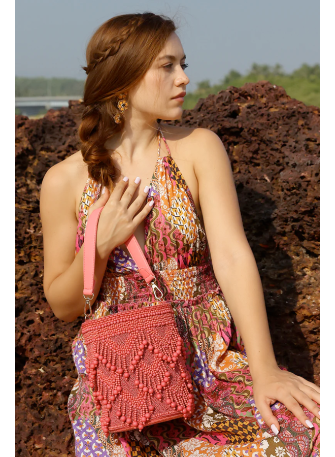 Rose Eden Beaded Bucket Bag