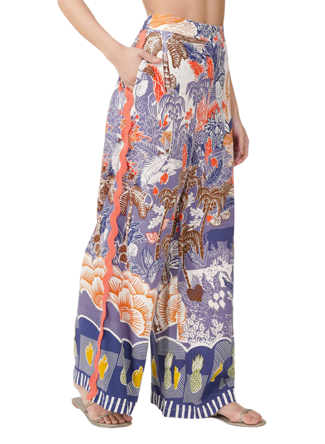 Taste Of Blue Tropics Flaired Pants