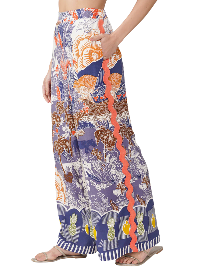 Taste Of Blue Tropics Flaired Pants