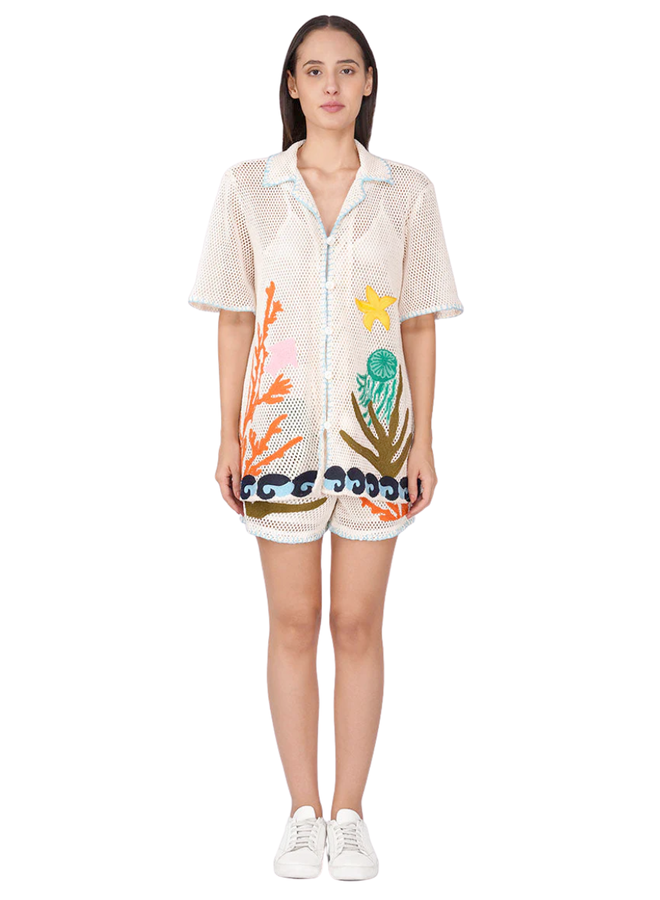 Ocean Multi Thread Embroidered Shirt